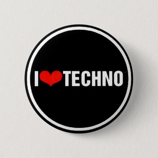 I <3 Techno Ronde Button 5,7 Cm (Voorkant)