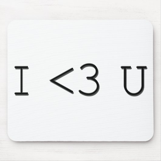 I <3 U Emoticon I Heart U Muismat (Voorkant)