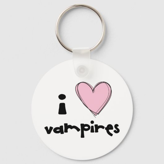 I <3 Vampiers - roze sleutelhanger (Voorkant)