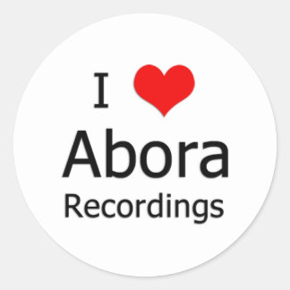 I ♥ Abora Opnames Ronde Sticker (Klein Wit)