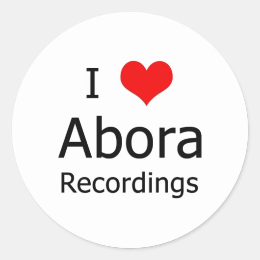 I ♥ Abora Recordings Ronde Sticker (6 Groot Wit) (Voorkant)