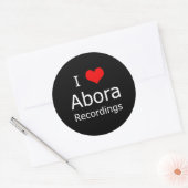 I ♥ Abora Recordings Ronde Sticker (6 grote zwart) (Envelop)