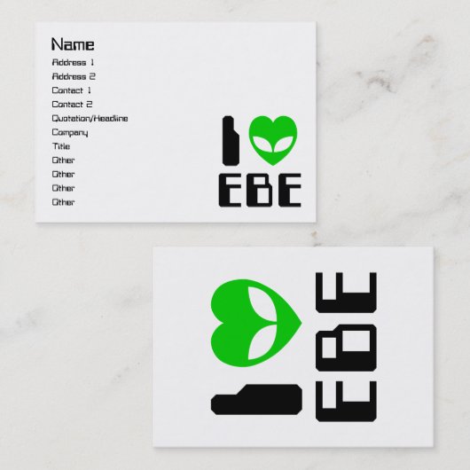 I Alien Heart EBE Visitekaartje (Voorkant / Achterkant)