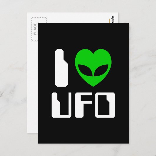 I Alien Heart UFO Briefkaart (Voorkant / Achterkant)