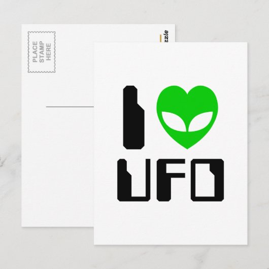 I Alien Heart UFO Briefkaart (Voorkant / Achterkant)