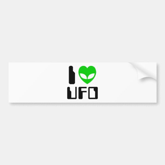 I Alien Heart UFO Bumpersticker (Voorkant)