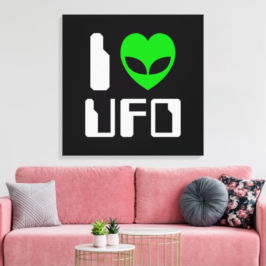I Alien Heart UFO Canvas Afdruk (Insitu (Woonkamer))
