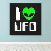 I Alien Heart UFO Canvas Afdruk (Insitu (Houten vloer))