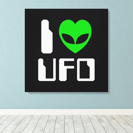 I Alien Heart UFO Canvas Afdruk (Insitu (Houten vloer))