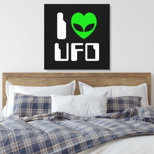 I Alien Heart UFO Canvas Afdruk (Insitu (Slaapkamer))