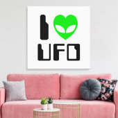 I Alien Heart UFO Canvas Afdruk (Insitu (Woonkamer))
