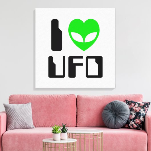 I Alien Heart UFO Canvas Afdruk (Insitu (Woonkamer))