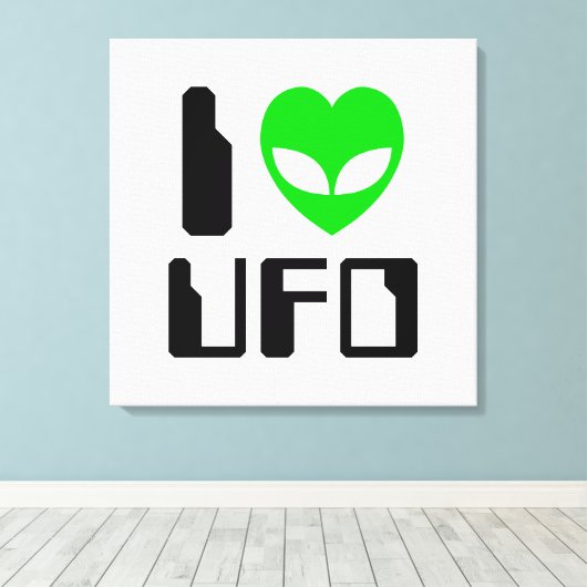 I Alien Heart UFO Canvas Afdruk (Insitu (Houten vloer))