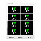 I Alien Heart UFO Etiket (Full Sheet)