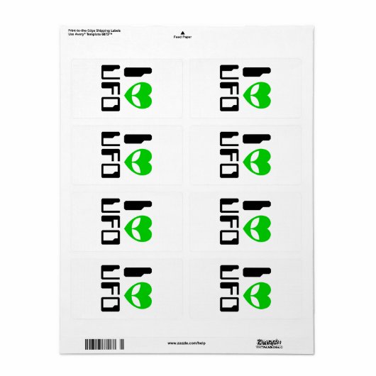 I Alien Heart UFO Etiket (Full Sheet)