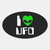 I Alien Heart UFO Ovale Sticker (Voorkant)