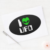I Alien Heart UFO Ovale Sticker (Envelop)