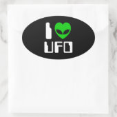 I Alien Heart UFO Ovale Sticker (Tas)