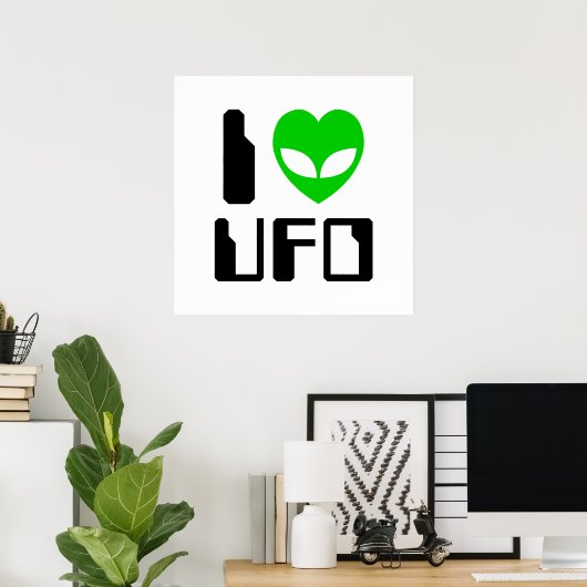I Alien Heart UFO Poster (Thuiskantoor)