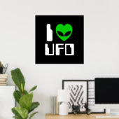 I Alien Heart UFO Poster (Thuiskantoor)