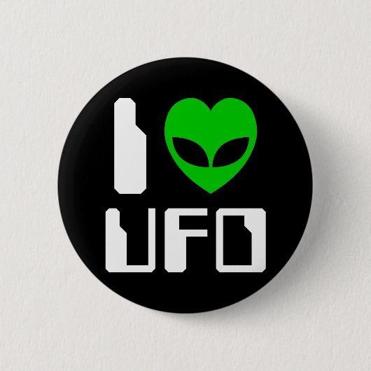 I Alien Heart UFO Ronde Button 5,7 Cm (Voorkant)