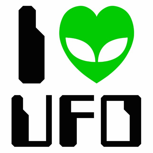 I Alien Heart UFO Staand Fotobeeldje (Voorkant)