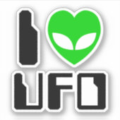 I Alien Heart UFO Sticker (Voorkant)