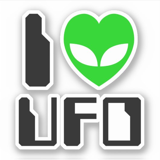 I Alien Heart UFO Sticker (Voorkant)