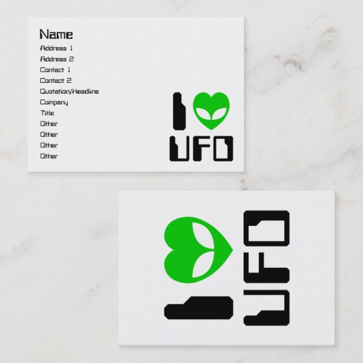 I Alien Heart UFO Visitekaartje (Voorkant / Achterkant)