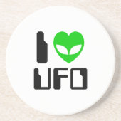 I Alien Heart UFO Zandsteen Onderzetter (Voorkant)