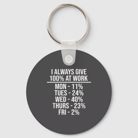 I Always Give 100% At Work Funny Work Quotes Humor Sleutelhanger (Voorkant)