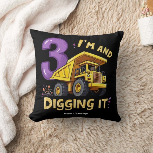 I Am 3 en Digging It 3rd Birthday Construction Kussen (Deken)