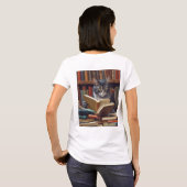 "I AM A BOOKCAT" is het t-shirt van een grappige v (Achterkant volledig)