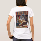 "I AM A BOOKCAT" is het t-shirt van een grappige v (Achterkant)