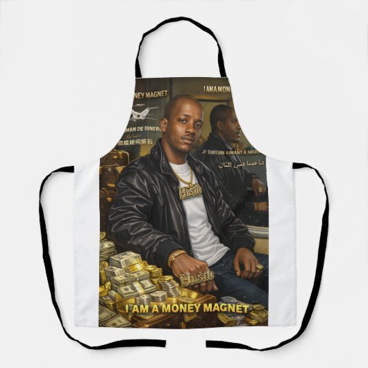 I AM A MONEY MAGNET APRON SCHORT (Voorkant)