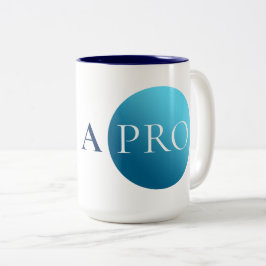 I AM A PRO | Bold Minimalist Blue Circle Mug Tweekleurige Koffiemok