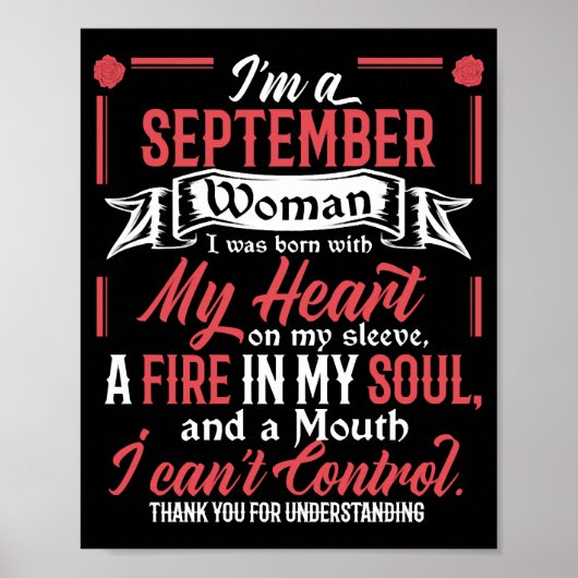 I Am A September Woman Libra Virgo Birthday Funny Poster (Voorkant)