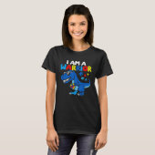 I Am A Warrior Autism Family Dinosaur Autism Aware T-shirt (Voorkant volledig)