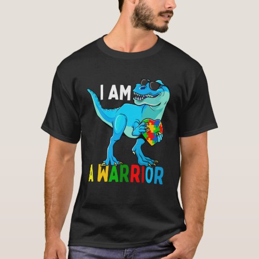 I Am A Warrior Autism Family Dinosaur Autism Aware T-shirt (Voorkant)