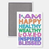 I Am Affirmations Magnet - Kleurrijke positieve vi (Voorkant / Achterkant)