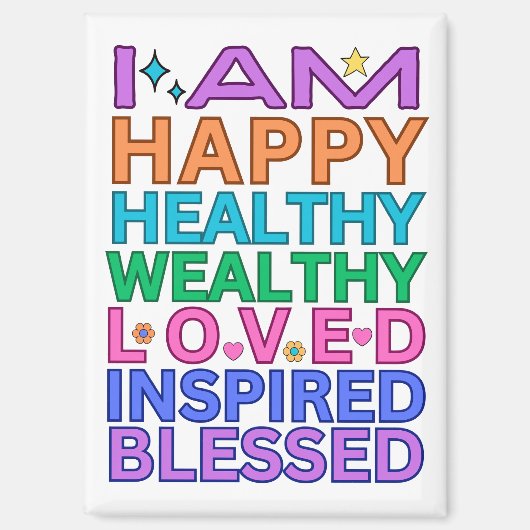 I Am Affirmations Magnet - Kleurrijke positieve vi (Voorkant)