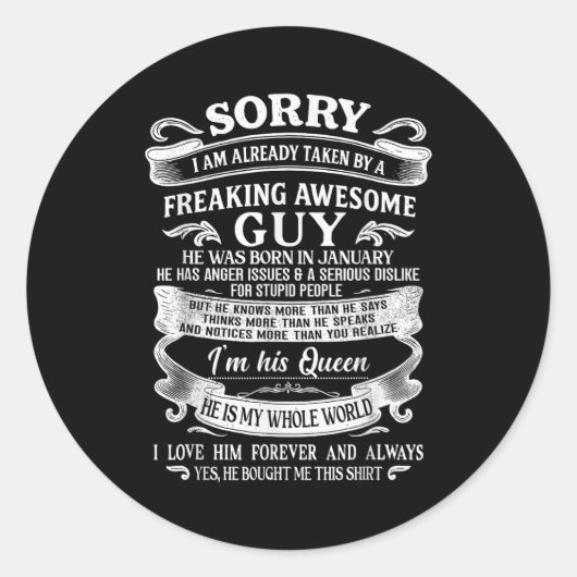 I Am Already Taken By Freaking Awesome Guy Born In Ronde Sticker (Voorkant)