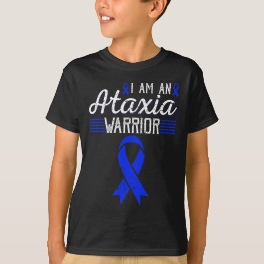I Am An Ataxia Warrior Blue Ribbon Awareness  T-shirt (Voorkant)