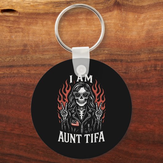 I Am Aunt Tifa Funny Skeleton Biker Aunt Tifa Desi Sleutelhanger (Voorkant)