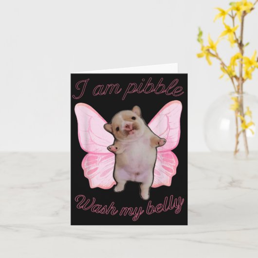 I Am Bble Wash My Belly Bble Meme Funny Dog Brainr Kaart (Gele Bloem)