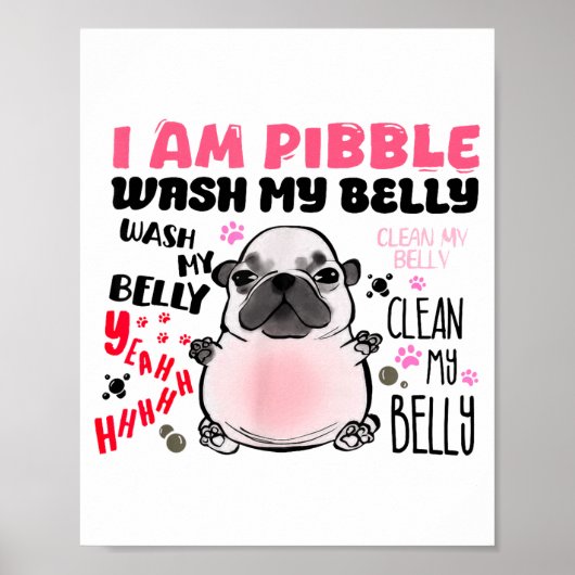 I Am Bble Wash My Belly Bble Meme Funny Dog Brainr Poster (Voorkant)