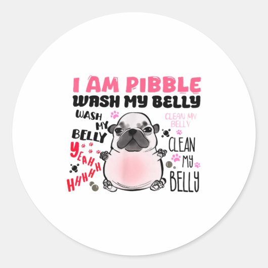 I Am Bble Wash My Belly Bble Meme Funny Dog Brainr Ronde Sticker (Voorkant)