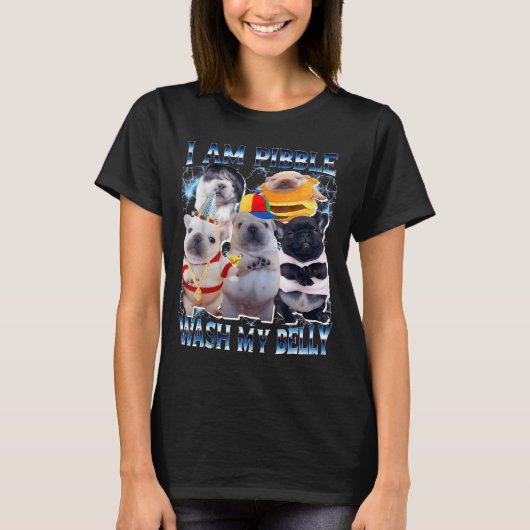 I Am Bble Wash My Belly Bble Meme Funny Dog Brainr T-shirt (Voorkant)