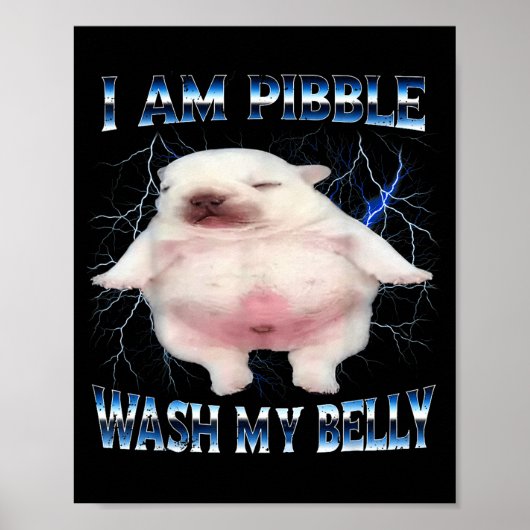 I Am Bble Wash My Belly Funny Dog Clean My Belly M Poster (Voorkant)