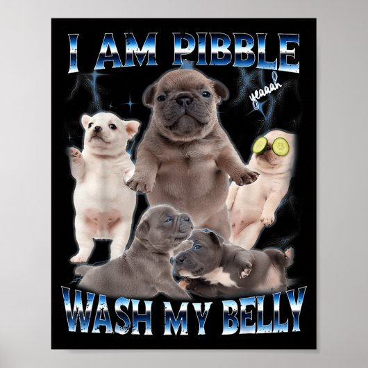 I Am Bble Wash My Belly Funny Dog Clean My Belly M Poster (Voorkant)